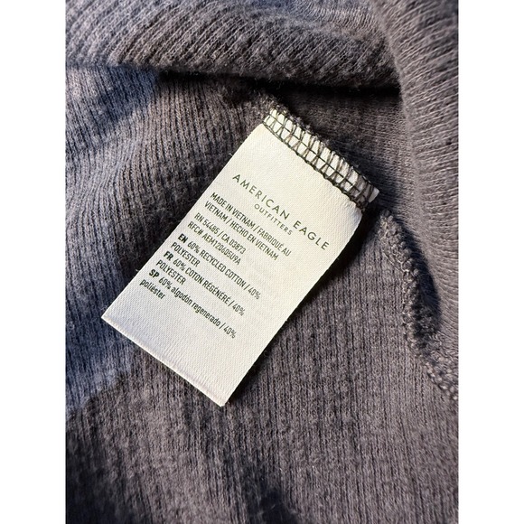 American Eagle Waffle Knit Henley Cami Tank Top Gray Lettuce Hem XS - Picture 3 of 4